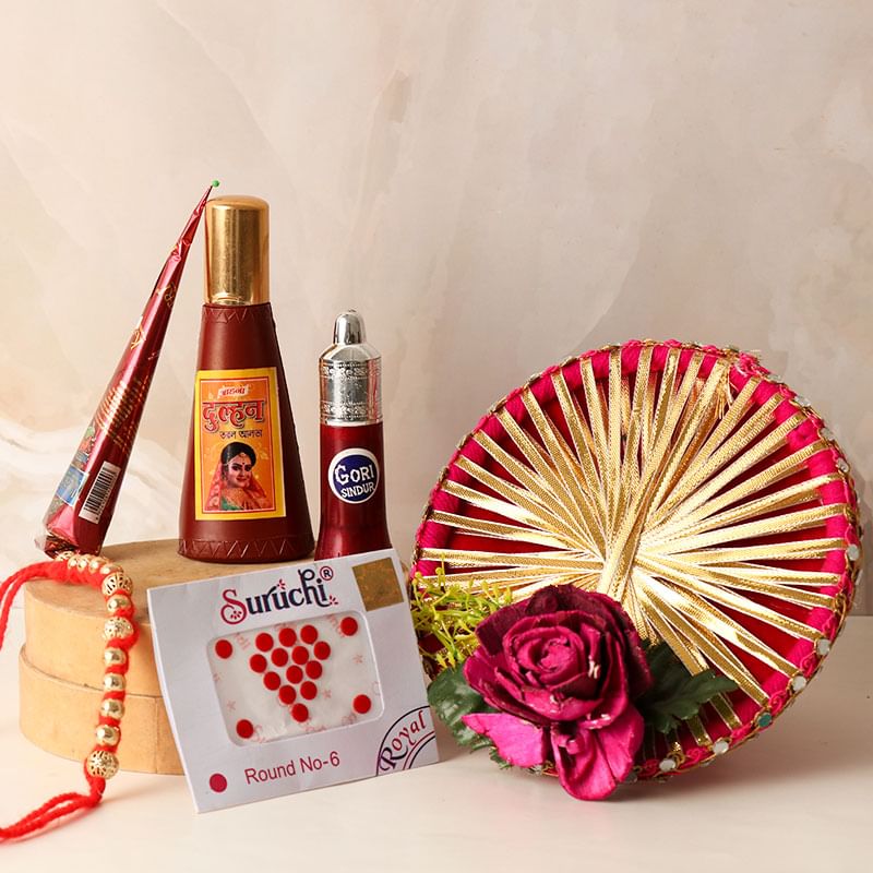 Order Shringar N Rose Lace Zari Thali For KArwa Chauth