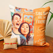 Buy Sibling customised cushion n rakhi Online