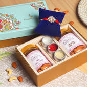 One Designer Rakhi100 gms Almonds100 gms Mix Dry FruitA complimentary pack of roli chawal and mishri
