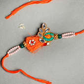 Silk Thread Work Kundan Rakhi