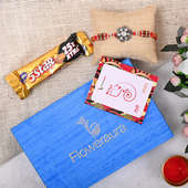 Designer Rakhi With Floweraura Box - Silver Beads Premium Rakhi Box