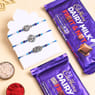 Silver Charm Rakhi Trio With Cadbury Bars