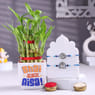 Silver Charm Rakhis Duo With Bamboo Plant