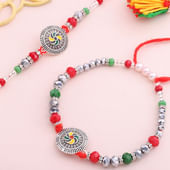 Silver Finish Fancy Bhaiya Bhabhi Rakhi