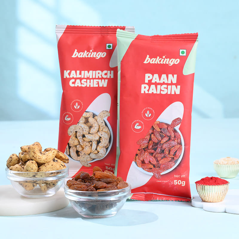 Silver Floral Rakhi With Savoury Dryfruits