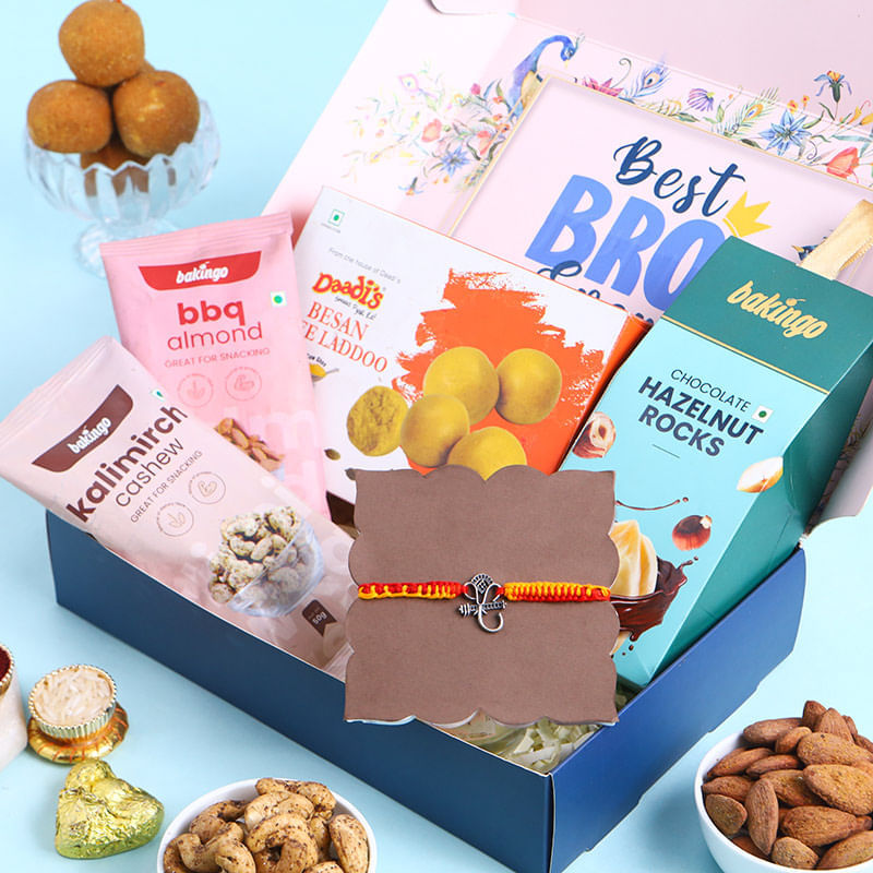 Silver Ganesha Rakhi N Sweet Indulgence Hamper
