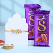 Silver N Golden Ghungroo Rakhi With Chocolates
