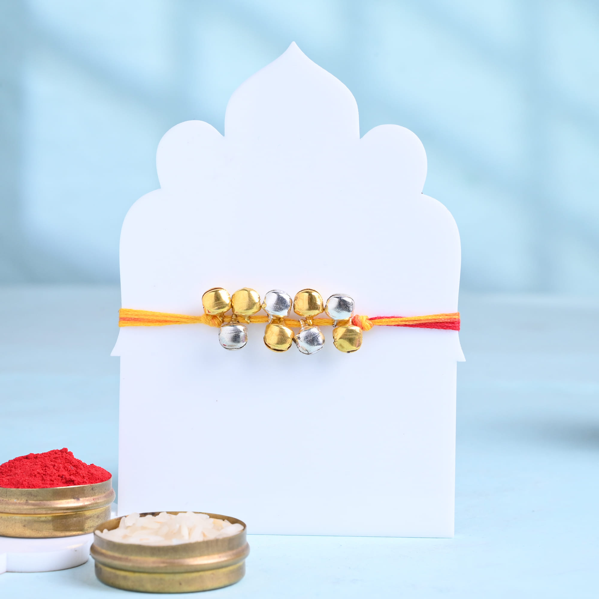 Silver N Golden Ghungroo Rakhi With Chocolates
