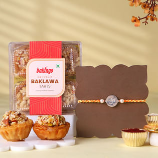 Silver Om Namah Shivaya Rakhi With Baklawa Tarts