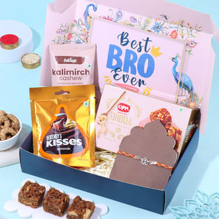 Silver Om Spiritual Rakhi N Festive Treats Hamper