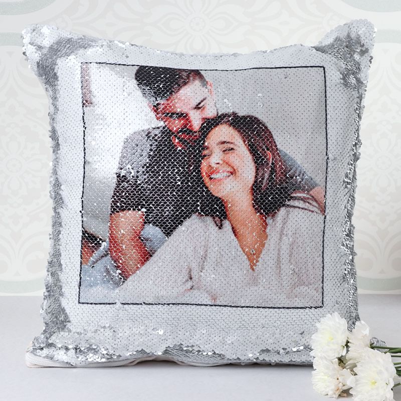 Silver Personalised Cushion Set | Anniversary Gift for Her