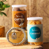 Silver Rakhi and Cookie Combo - One Bracelet Designer Rakhi