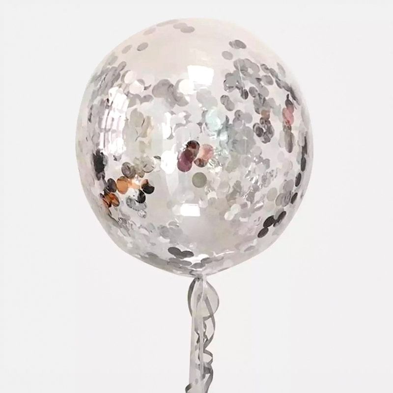 Top View of Silver Sparkling Womens Day Balloon Bouquet