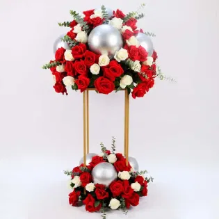 Radiant Red N White Rose Stand