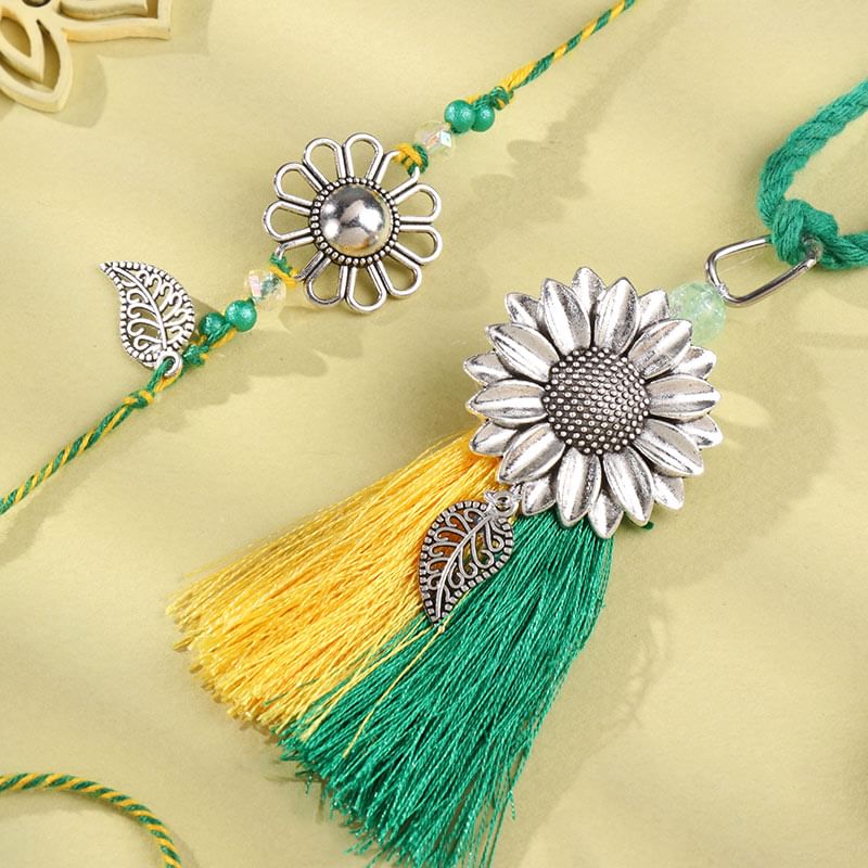 Silver Sunflower Bhaiya Bhabhi Rakhi