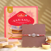 Silver Swastik Rakhi With Kaju Katli