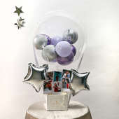 Silver Toned Customised Balloon Bouquet: Customized silver balloon bouquet