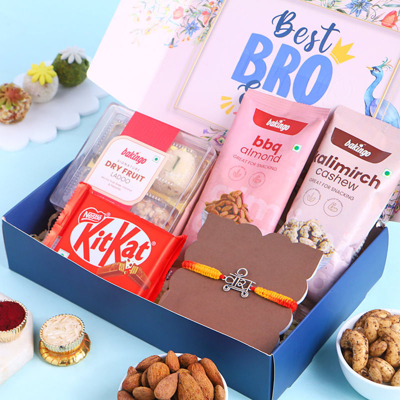 Silver Veera Rakhi N Gourmet Munchies Hamper