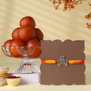 Silver Veera Rakhi With Gulab Jamun