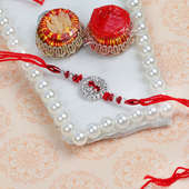 Silve Red Rakhi with Roli Tikka For Brother