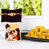 Rakhi with Personalised Mug and Sweets