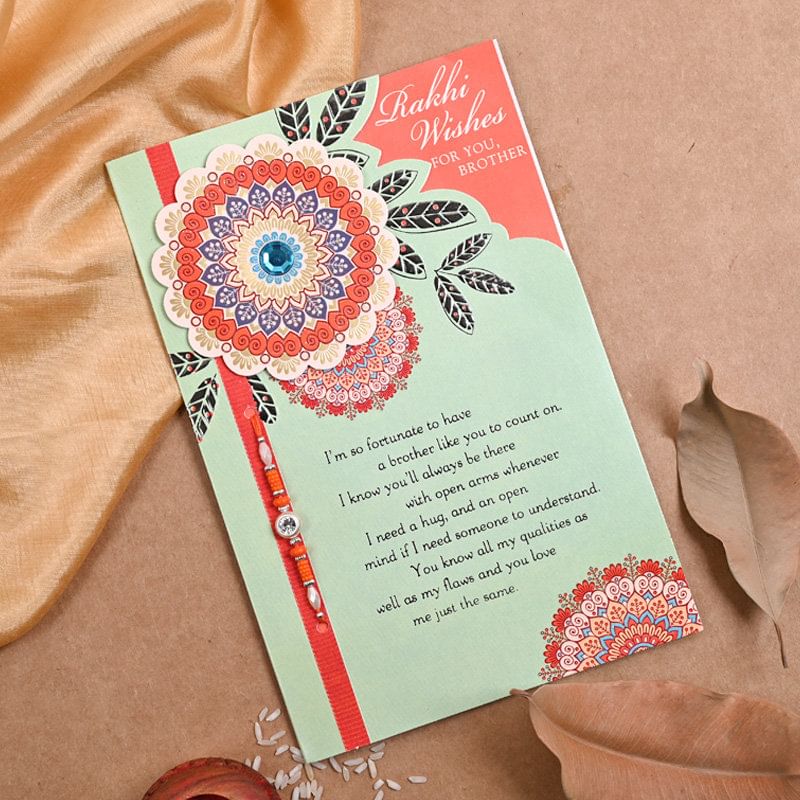 Order Single stud Rakhi N card For Brother