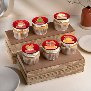 Six Christmas Doodled Cupcakes