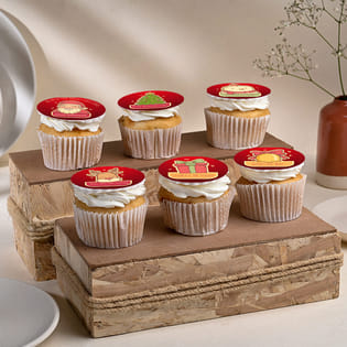 Six Red Velvet Cupcakes For Xmas