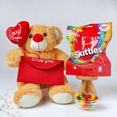 Order Skittles N Teddy Bear Duo Gift for Valentine