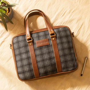 Slate Grey Twill Laptop Bag