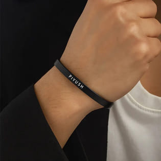 Sleek Name Black Kada For Men