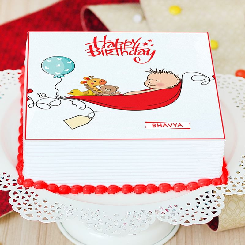 Square Shaped Cake for New Born Baby