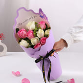 Sleeved Ballet Of Peach N White Roses