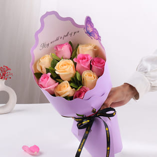 Sleeved Ballet Of Pink N Peach Roses