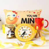 Buy Smiley Pillow With Clock Mug N Choco In Box Gift