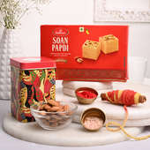Soan Papdi With Almonds And Mauli - Bhai Dooj Sweets