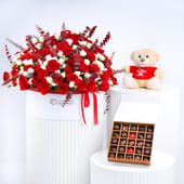 Soft Embrace Of Roses Teddy N Chocolates