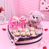 Soft Teddy N Sweet Roses Gift Box