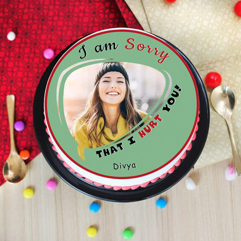 Sorry from Heart Photo Cake