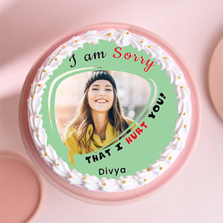 Sorry from Heart Photo Cake - Top View