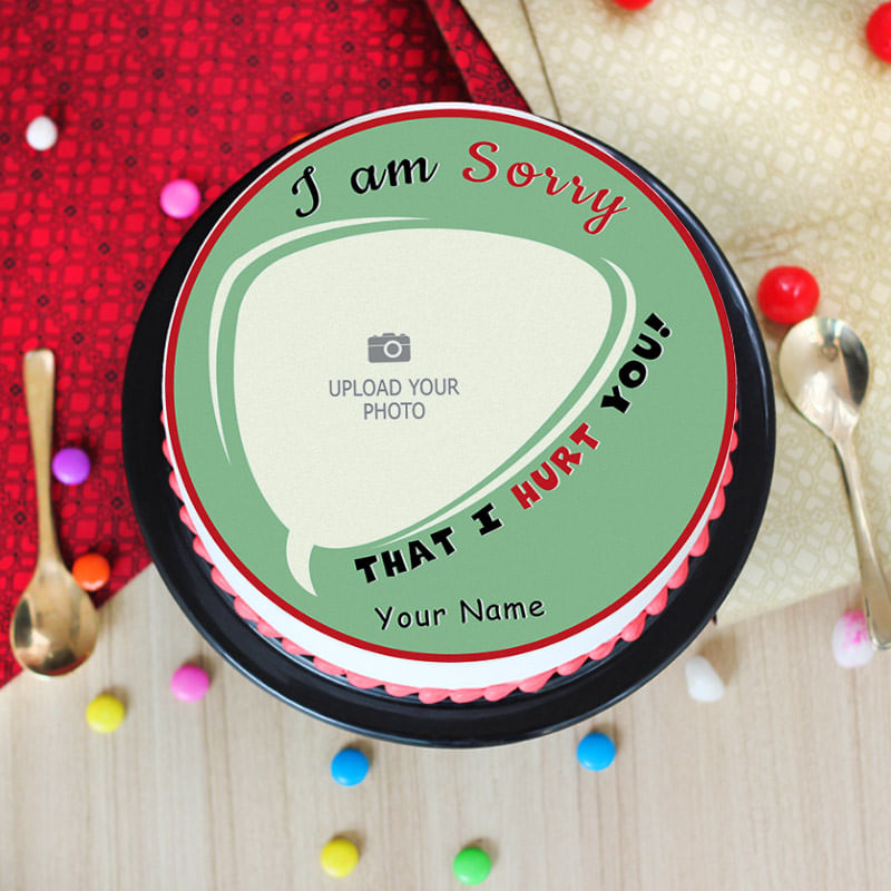 Sorry from Heart Photo Cake - Top View
