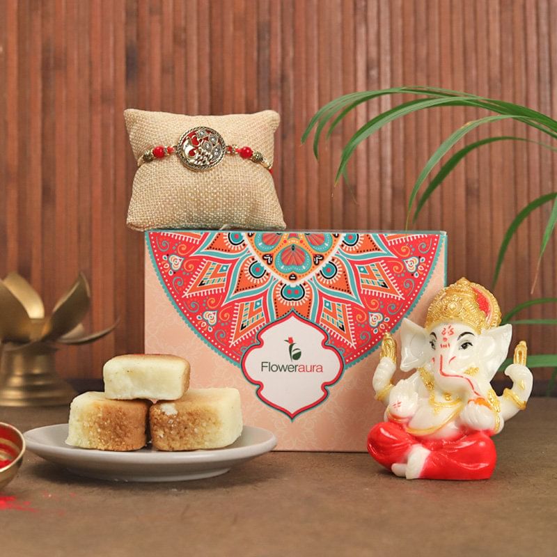 Soulful Rakhi N Ganesha Idol - Designer Rakhi