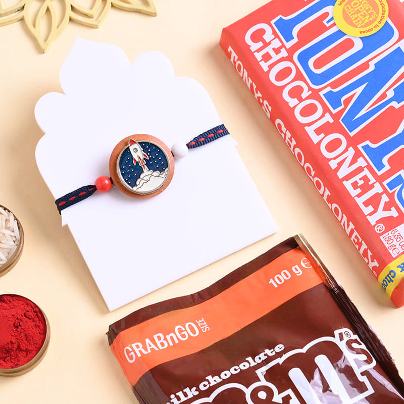 Space Rocket Kids Rakhi N Choco Treats Combo