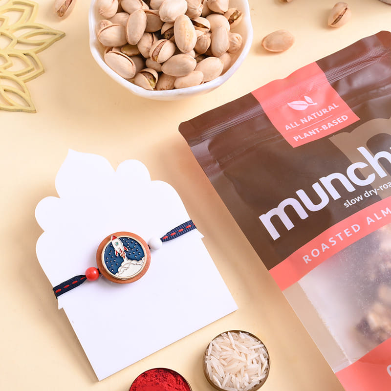 Space Rocket Kids Rakhi With Nutty Munchies