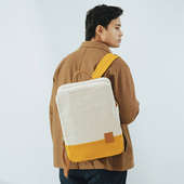 Spacious Ivory Mustard Cotton Canvas Backpack