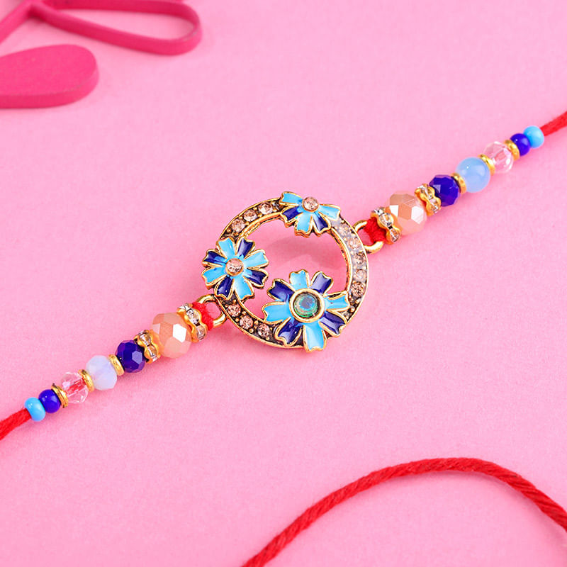 Sparkling Blue Flower Rakhi
