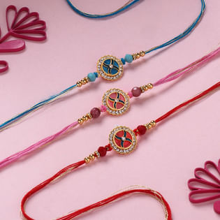 Set of 3 Sparkling Rakhi With Haldiram Kaju Katli