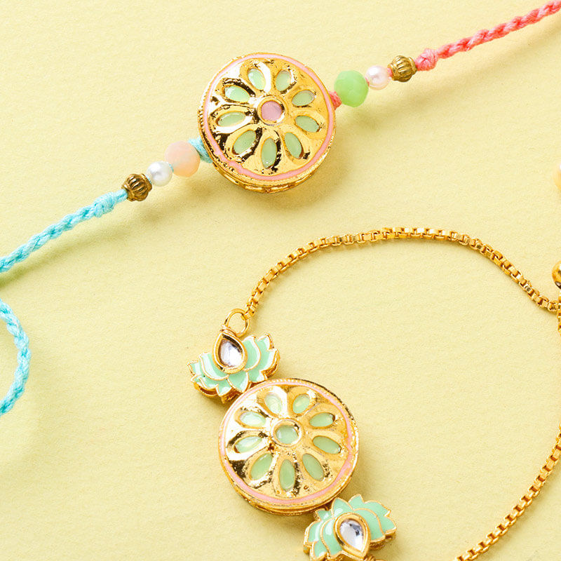 Sparkling Stone Bhaiya Bhabhi Rakhi Set