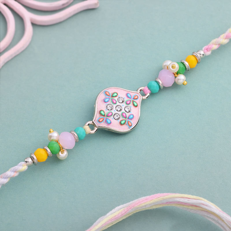 Sparkling Stones N Pastel Florals Rakhi