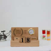 Fathers day All in One Wooden Tabletop Calendar and Clock